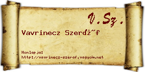 Vavrinecz Szeráf névjegykártya